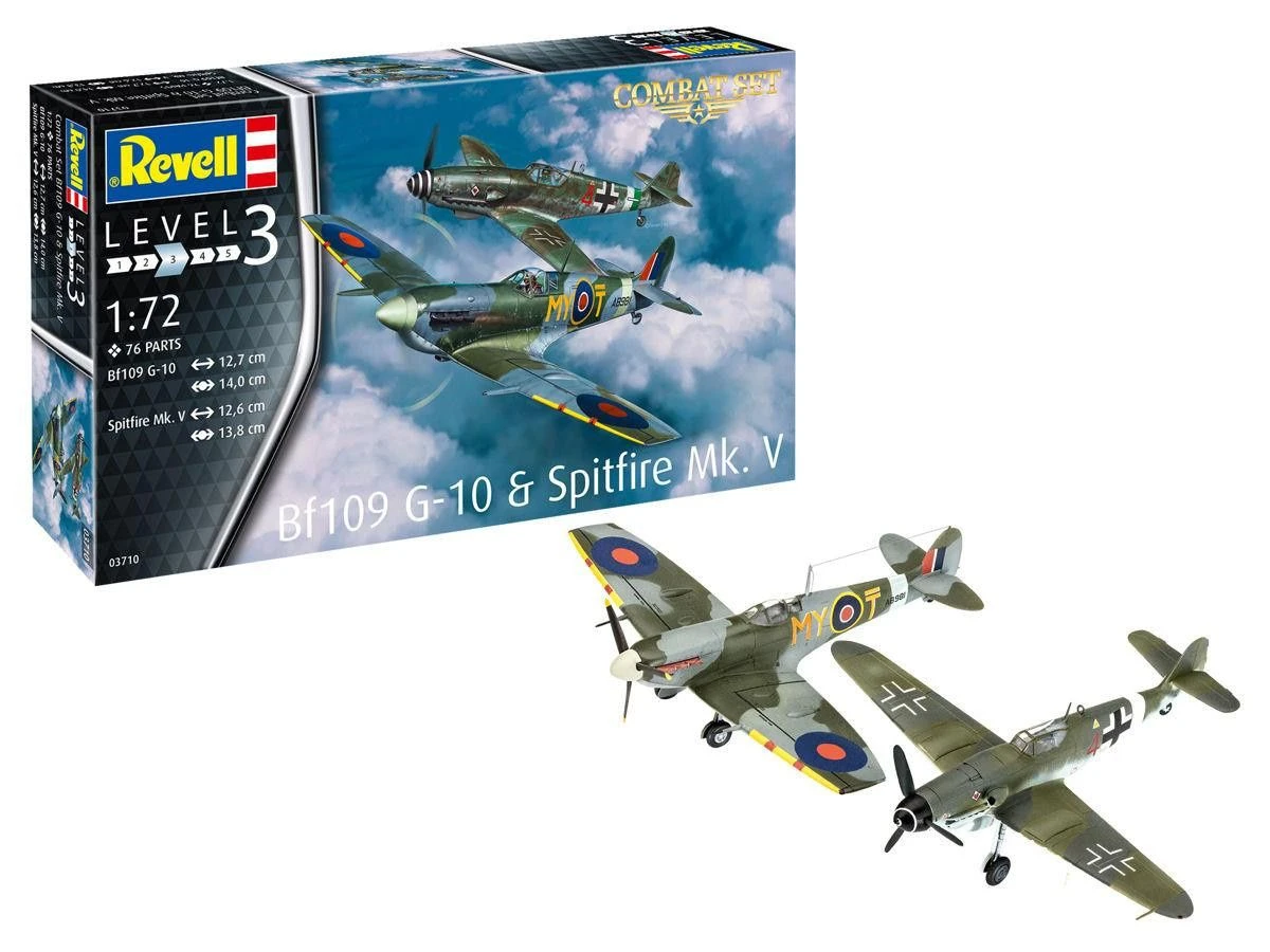 Revell 1/72 Messerschmitt BF109 G-10 & Spitfire Mk. V 2 Revell 1/72 Messerschmitt BF109 G-10 & Spitfire Mk. V - Afbeelding 2