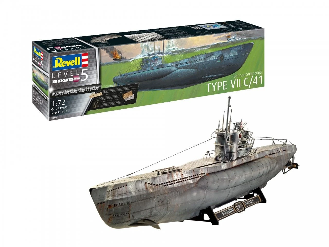 Revell 1/72 German Submarine Type VII C/41 - Platinum Edition 2 Revell 1/72 German Submarine Type VII C/41 - Platinum Edition - Afbeelding 2